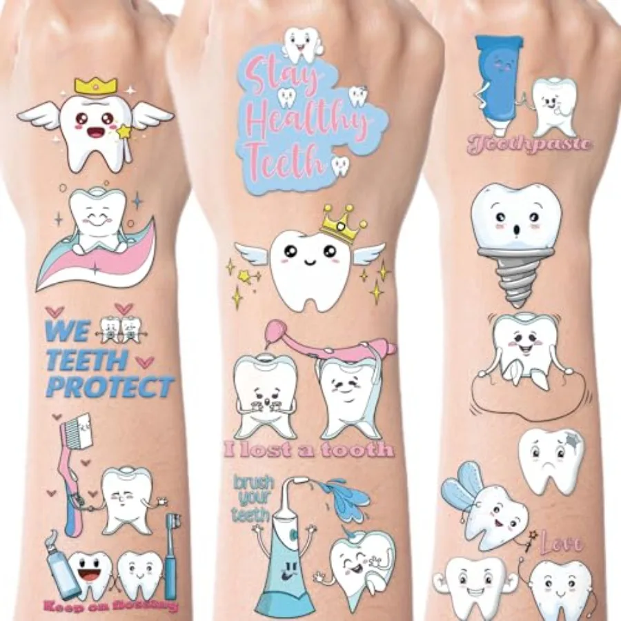 Cute Dental Tooth Temporary Tattoos, 8 Sheets 200+ Cartoon Teeth Fairy Gifts, First Milk Teeth Fake Tattoo Stickers for Girls B
Cute Dental Tooth Temporary Tattoos, 8 Sheets 200+ Cartoon Teeth Fairy Gifts, First Milk Teeth Fake Tattoo Stickers for Girls B