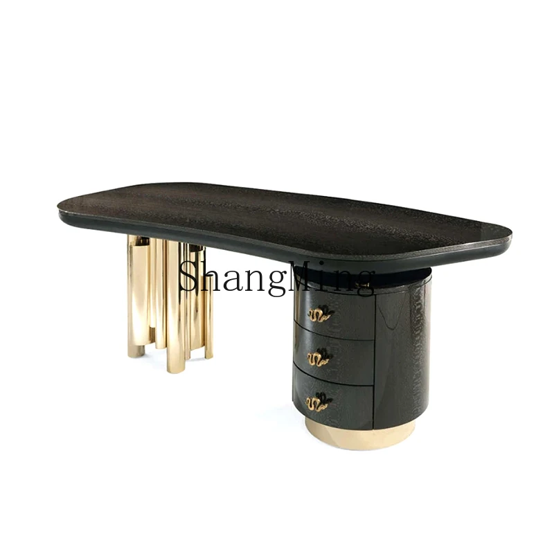 HJ light luxury high-end desk stainless steel with drawers post-modern computer desk
HJ light luxury high-end desk stainless steel with drawers post-modern computer desk