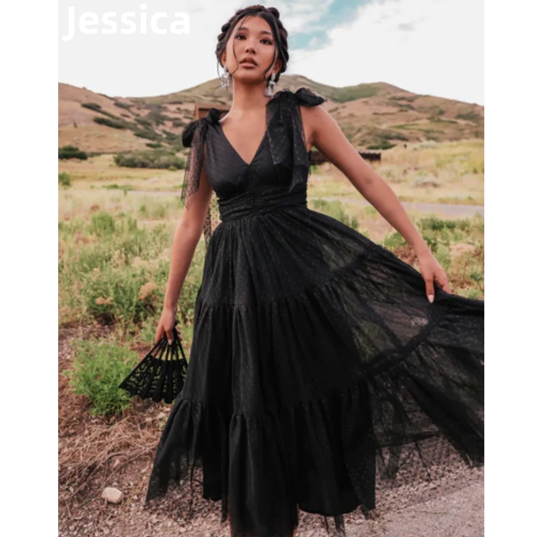 Jessica Black Polka Dot Tulle Prom Dresses V-neck Knee Length Evening Dresses Fairy Birthday Party Dresses 2024Wedding Dress
Jessica Black Polka Dot Tulle Prom Dresses V-neck Knee Length Evening Dresses Fairy Birthday Party Dresses 2024Wedding Dress