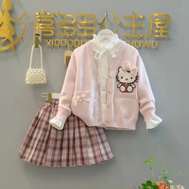 Hello Kitty Anime Kawaii MINISO Long Sleeve Jacket Skirt Set Spring Cute Knit Cardigan JK Pleated Clothing Dress Gifts for Girls
Hello Kitty Anime Kawaii MINISO Long Sleeve Jacket Skirt Set Spring Cute Knit Cardigan JK Pleated Clothing Dress Gifts for Girls