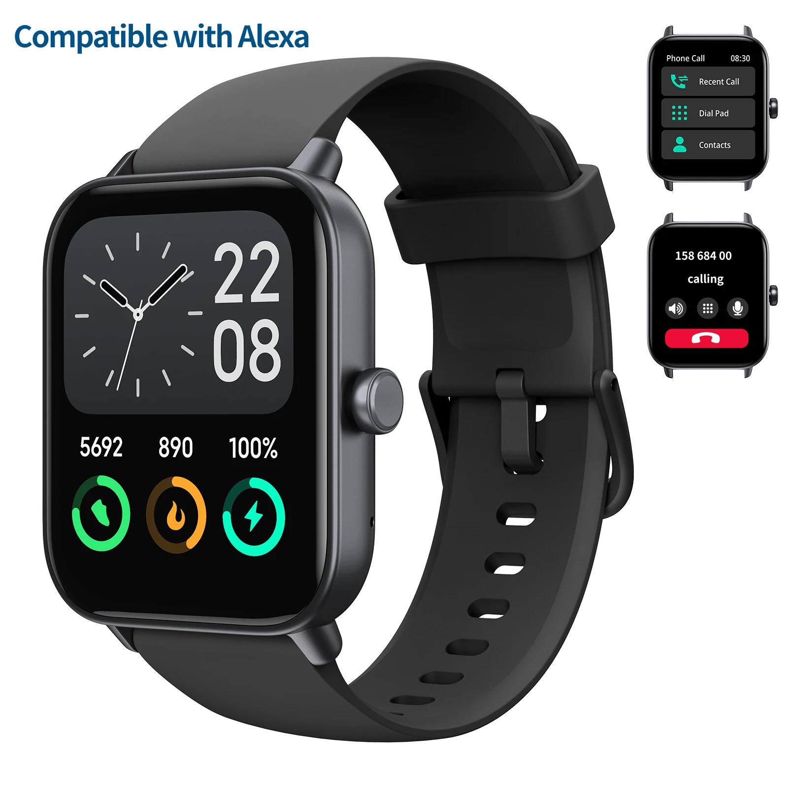 2025 Alexa-Compatible Smart Watch: Wireless Calling, Step Counter & Long Battery, Square Screen Silicone Strap for Men Women
2025 Alexa-Compatible Smart Watch: Wireless Calling, Step Counter & Long Battery, Square Screen Silicone Strap for Men Women