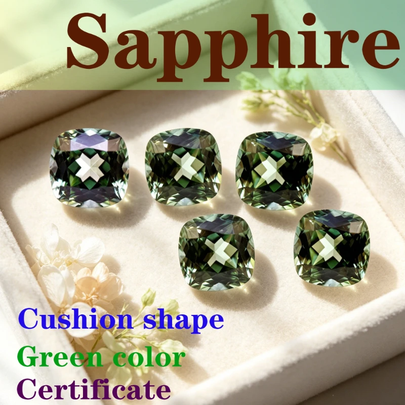 Synthetic Gemstone Sapphire Stone Green Color Cushion Shape Certificate for DIY Jewelry Making
Synthetic Gemstone Sapphire Stone Green Color Cushion Shape Certificate for DIY Jewelry Making
