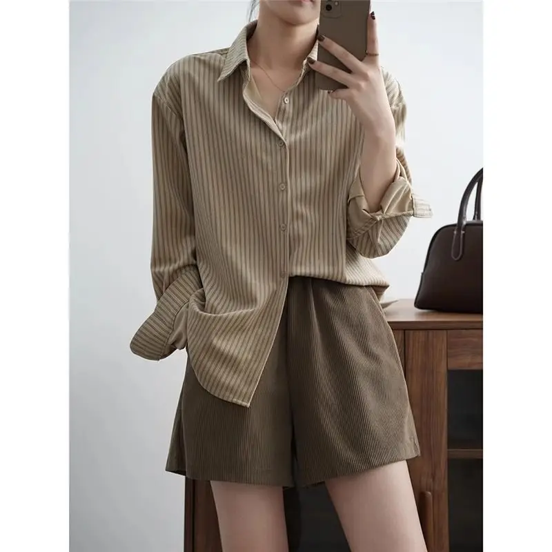 Women Clothing Autumn Casual Korean Fashion Loose Buttons Striped Long Sleeve Office Lady Simplicity Elegant Trend White Collar
Women Clothing Autumn Casual Korean Fashion Loose Buttons Striped Long Sleeve Office Lady Simplicity Elegant Trend White Collar
