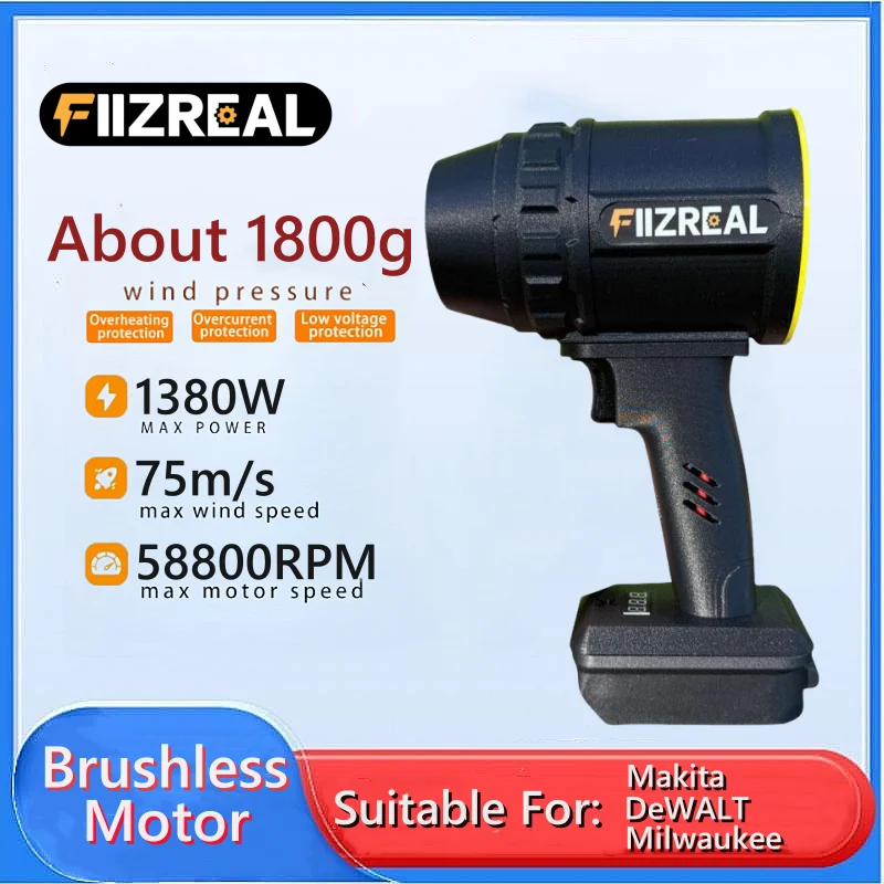 64mm Brushless Portable Ducted Fan-1800g+ Wind Force Compatible With Milwaukee/DEWALT/Makita, Without Battery
64mm Brushless Portable Ducted Fan-1800g+ Wind Force Compatible With Milwaukee/DEWALT/Makita, Without Battery