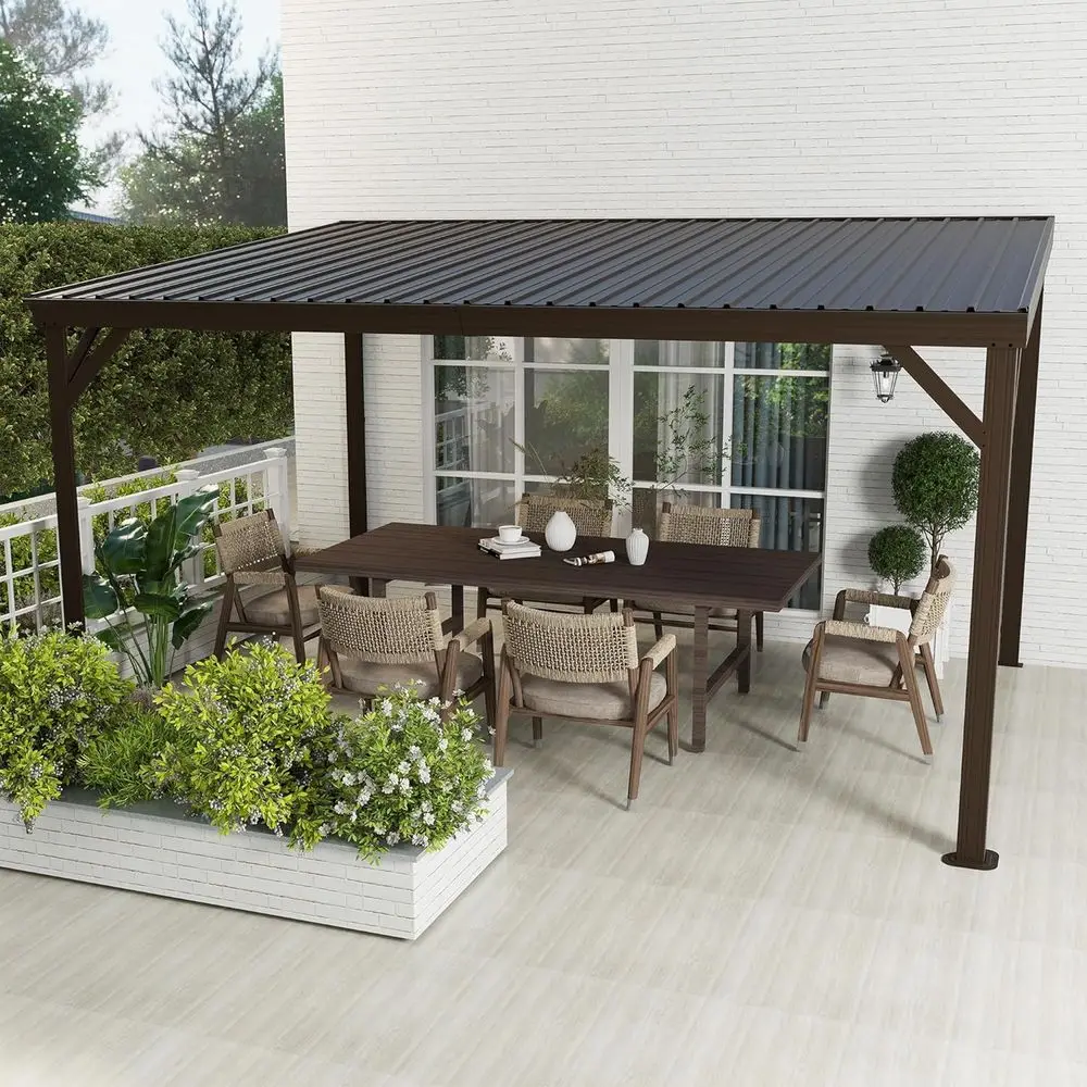 Domi 10'x14' Hardtop Wall Mounted Gazebo, Expandable Lean to Gazebo Pergola with Gutters & Galvanized Steel Roo, 60MPH Wind Resi
Domi 10'x14' Hardtop Wall Mounted Gazebo, Expandable Lean to Gazebo Pergola with Gutters & Galvanized Steel Roo, 60MPH Wind Resi