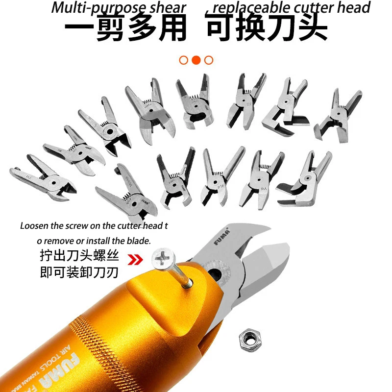 Pneumatic cutting pliers for copper, iron and aluminum wires, high-strength pneumatic cutter heads S2/S2.1/S4/S4.1/S4 joint vent
Pneumatic cutting pliers for copper, iron and aluminum wires, high-strength pneumatic cutter heads S2/S2.1/S4/S4.1/S4 joint vent