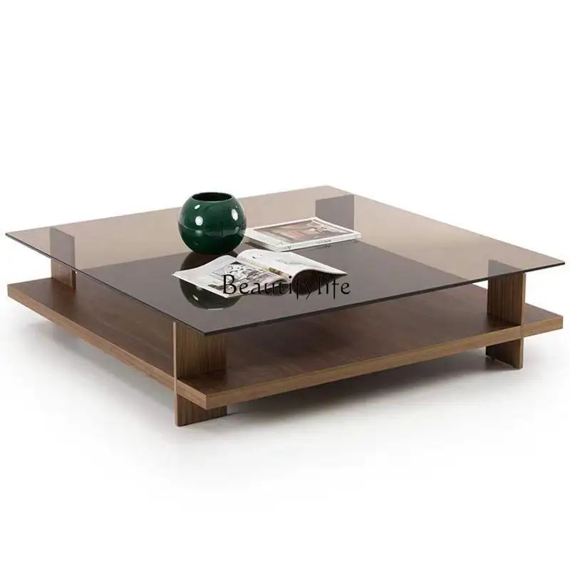 Nordic retro solid wood coffee table medieval style living room glass household short table light luxury square tea table
Nordic retro solid wood coffee table medieval style living room glass household short table light luxury square tea table