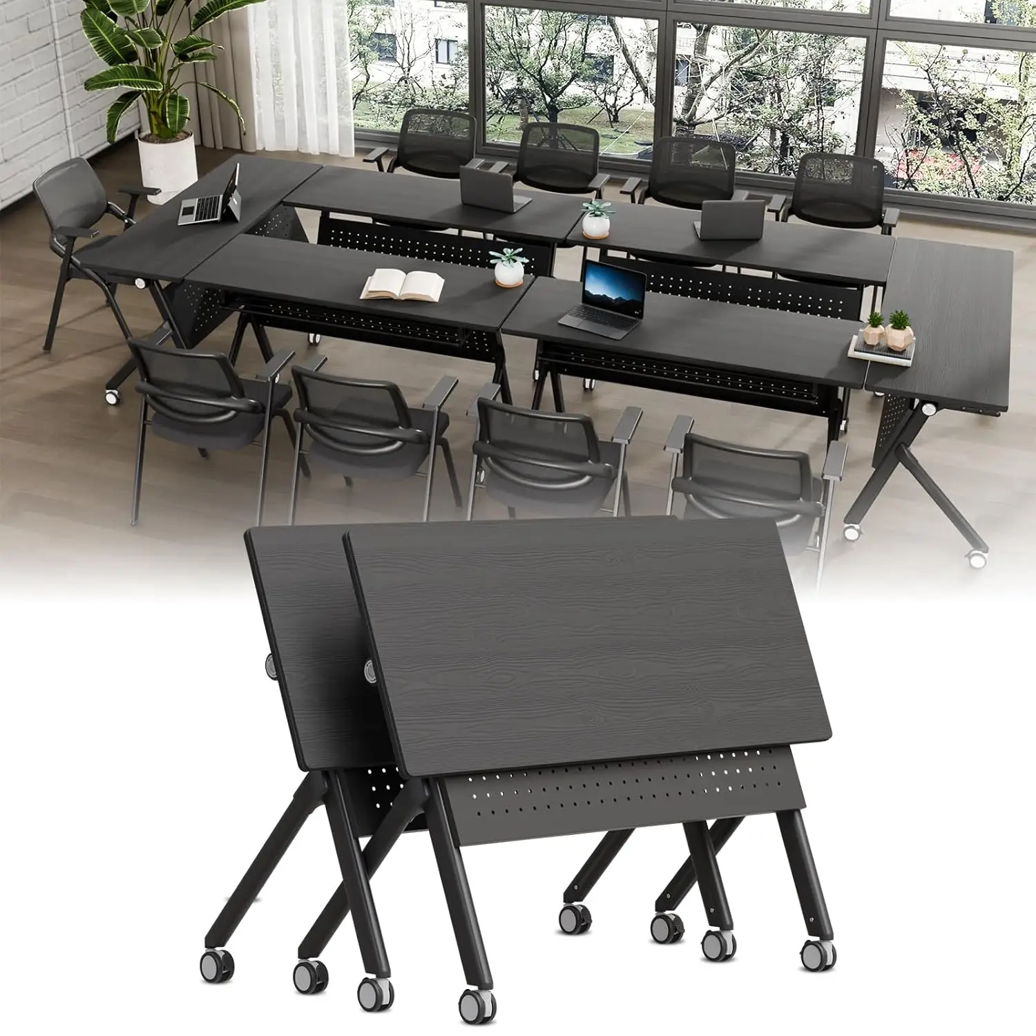 8-10 Person Folding Conference Table Flip Top Mobile Wheels Training Meeting Seminar Office School 61in, Custom
8-10 Person Folding Conference Table Flip Top Mobile Wheels Training Meeting Seminar Office School 61in, Custom