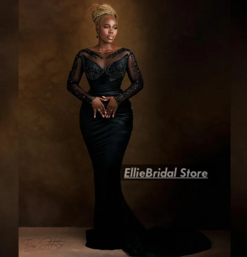 Modest Black Evening Dresses Long Sleeves Beading Sequin Mermaid Wedding Party Dress Long Sleeves Aso Ebi Prom Gowns Customized
Modest Black Evening Dresses Long Sleeves Beading Sequin Mermaid Wedding Party Dress Long Sleeves Aso Ebi Prom Gowns Customized