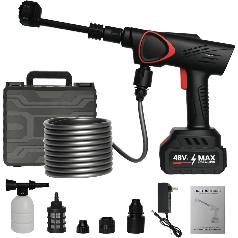 Портативная беспроводная мойка высокого давления, электрическая ручная автомойка на аккумуляторе с насадкой 6-в-1, дренажным шлангом 16,5 футов, Power Cle
Портативная беспроводная мойка высокого давления, электрическая ручная автомойка на аккумуляторе с насадкой 6-в-1, дренажным шлангом 16,5 футов, Power Cle