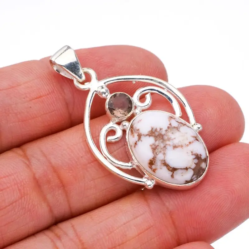 StarGems® Natural Penut Wood Jasper Smoky Quartz Handmade 925 Sterling Silver Pendant 1.5" F4902
StarGems® Natural Penut Wood Jasper Smoky Quartz Handmade 925 Sterling Silver Pendant 1.5" F4902