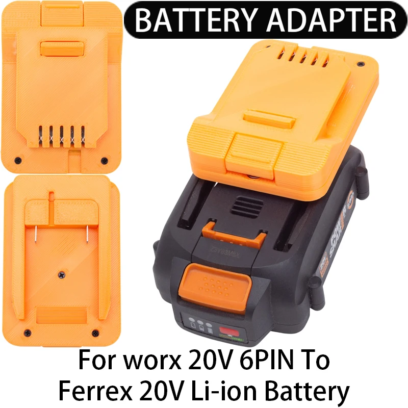 Battery Adapter/Converter for Ferrex 20V Aldi Energy Li-Ion Tools to Worx 20V 6PIN Li-Ion Battery Adapter Power Tool Accessory
Battery Adapter/Converter for Ferrex 20V Aldi Energy Li-Ion Tools to Worx 20V 6PIN Li-Ion Battery Adapter Power Tool Accessory
