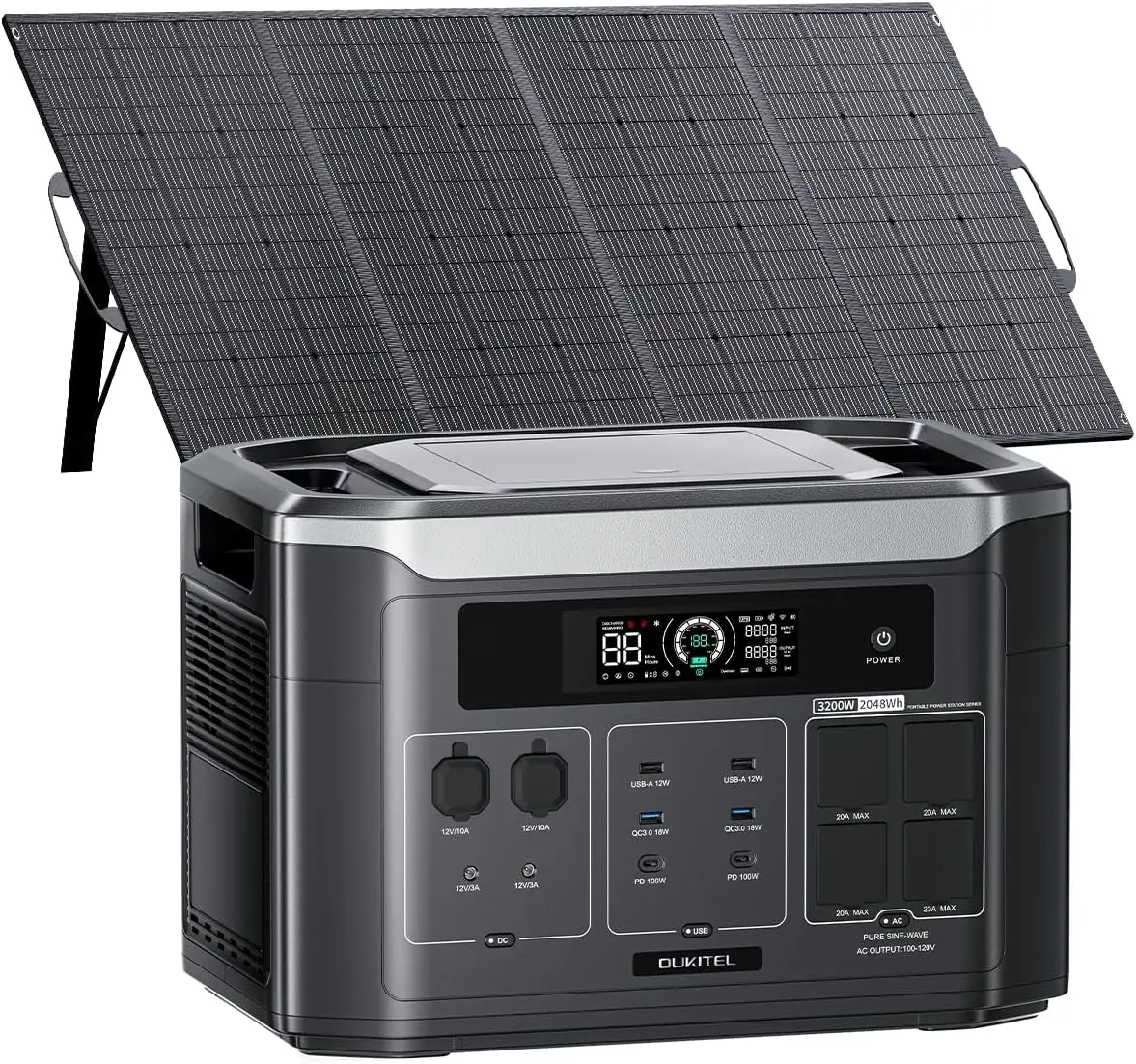 Portable Power Station, 2048Wh LiFePO4 Solar Generator with Panels Included, 3200W (6400W Surge) AC Output Power Supply, 1800W
Portable Power Station, 2048Wh LiFePO4 Solar Generator with Panels Included, 3200W (6400W Surge) AC Output Power Supply, 1800W
