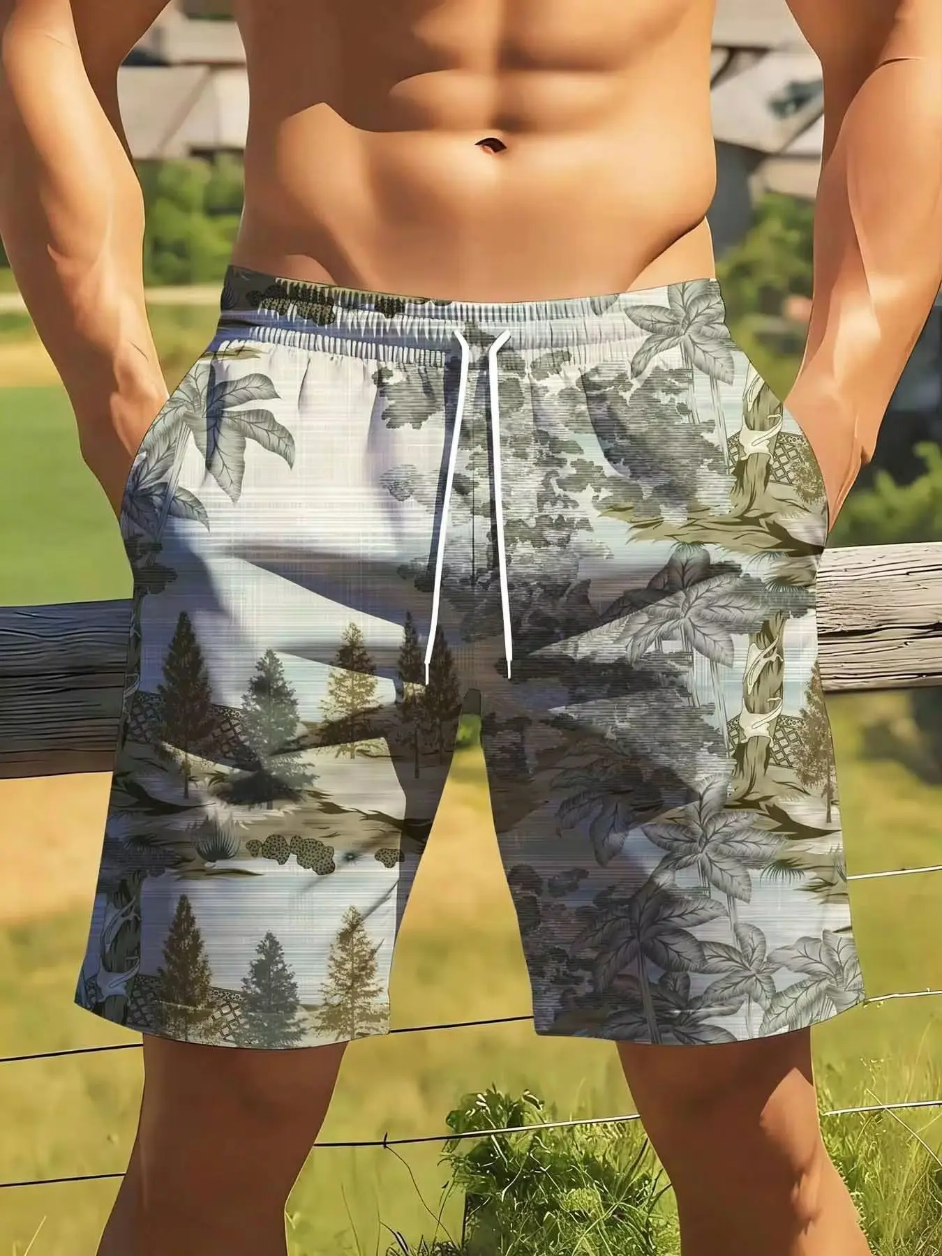 Men's Tropical Print Swim Shorts With Drawstring Waist For Beach And Outdoor Activities Summer Vacation Wear
Men's Tropical Print Swim Shorts With Drawstring Waist For Beach And Outdoor Activities Summer Vacation Wear