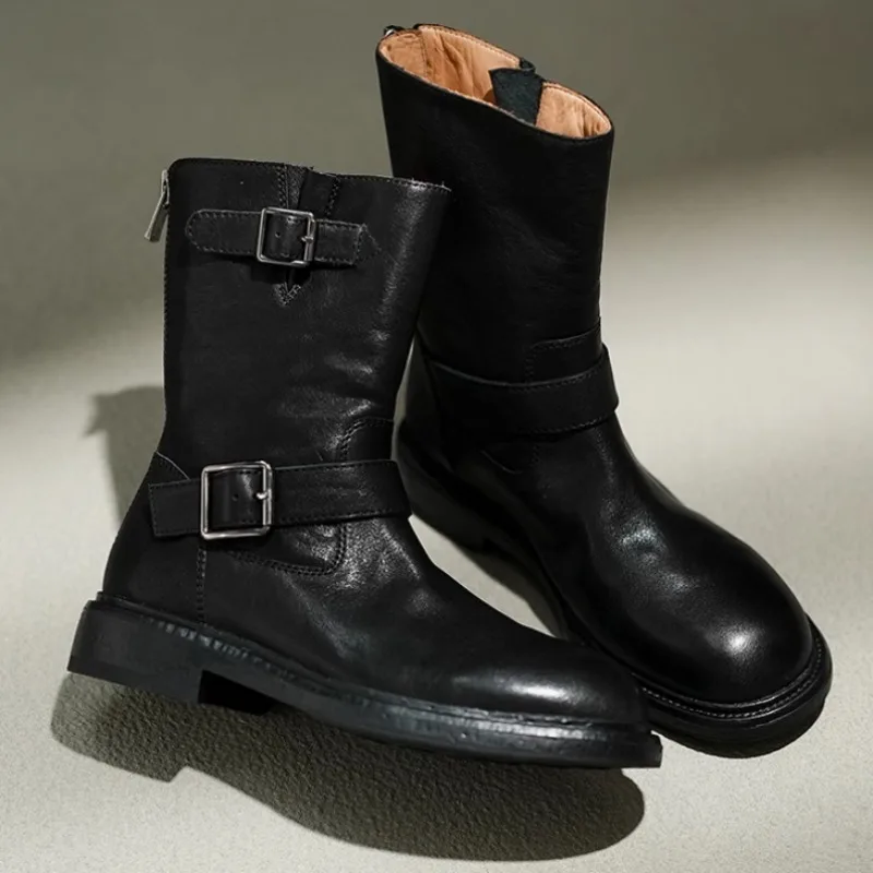 New Vintage Washed Western Cowboy Ankle Boots Women Chunky Heel Belt Buckle Mid Calf Boots Female Zipper Genuine Leather Black
New Vintage Washed Western Cowboy Ankle Boots Women Chunky Heel Belt Buckle Mid Calf Boots Female Zipper Genuine Leather Black