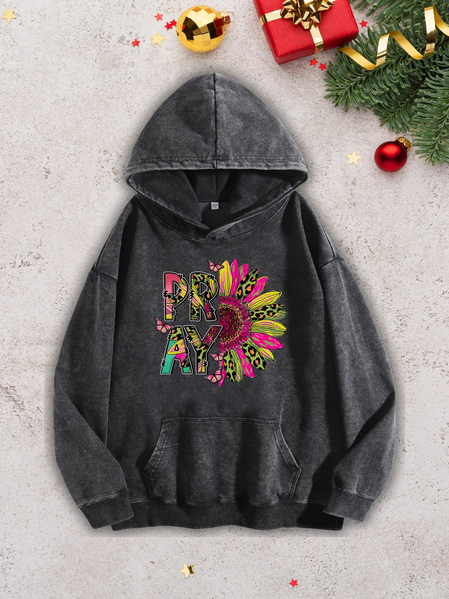 Pray Colorful Sunflower Men's Heavyweight Hoodie - Acid Wash Retro Black Pullover, Fall & Winter Sweatshirt 400Gsm
Pray Colorful Sunflower Men's Heavyweight Hoodie - Acid Wash Retro Black Pullover, Fall & Winter Sweatshirt 400Gsm