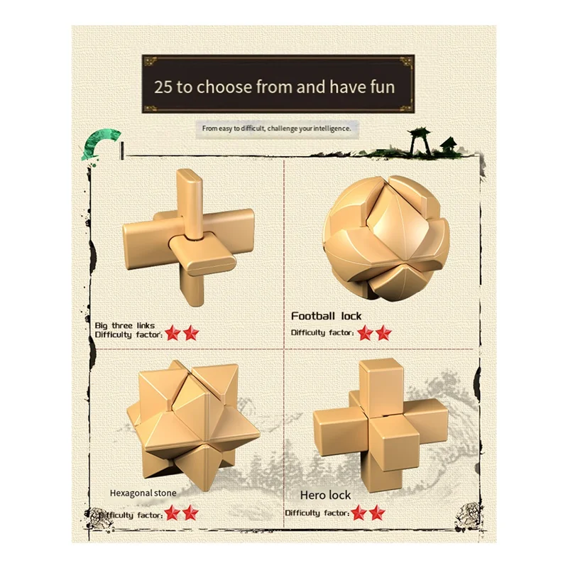 TNKIG-15Styles/Set Small Lu Ban Lock Educational IQ Brain Teaser Educational For Kids Children Plastic Unlock Toys Adult
TNKIG-15Styles/Set Small Lu Ban Lock Educational IQ Brain Teaser Educational For Kids Children Plastic Unlock Toys Adult