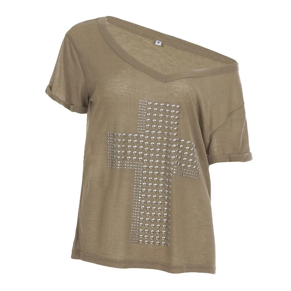 Fashion Loose Fit V-neck T-shirt Streetwear Vintage Short Sleeve Tops Cross Print Sheer Off Shoulder Tops Women
Fashion Loose Fit V-neck T-shirt Streetwear Vintage Short Sleeve Tops Cross Print Sheer Off Shoulder Tops Women