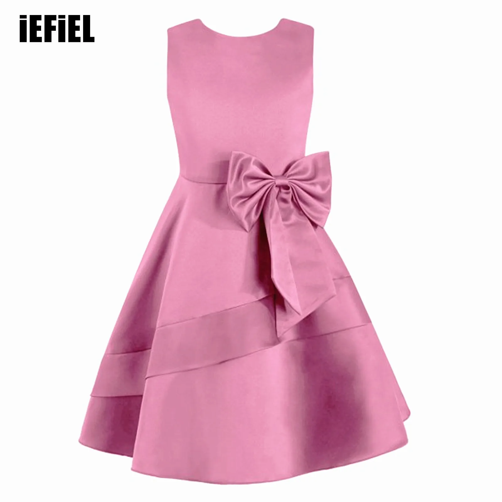 Kids Girls Big Bowknot Decor Satin Party Dress Round Neck Sleeveless A-Line Solid Dress for Birthday Evening
Kids Girls Big Bowknot Decor Satin Party Dress Round Neck Sleeveless A-Line Solid Dress for Birthday Evening