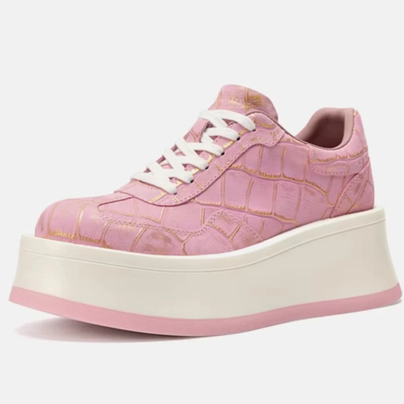 Розовые повседневные туфли из натуральной кожи для женщин на толстой подошве, увеличивающие рост, удобные модные спортивные туфли на платформе
Розовые повседневные туфли из натуральной кожи для женщин на толстой подошве, увеличивающие рост, удобные модные спортивные туфли на платформе