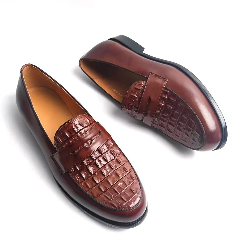 Men Loafers Slip-On Shoes Genuine Crocodile Print Leather Handmade Business Casual Driving Footwear Comfortable Loafers for Men
Men Loafers Slip-On Shoes Genuine Crocodile Print Leather Handmade Business Casual Driving Footwear Comfortable Loafers for Men