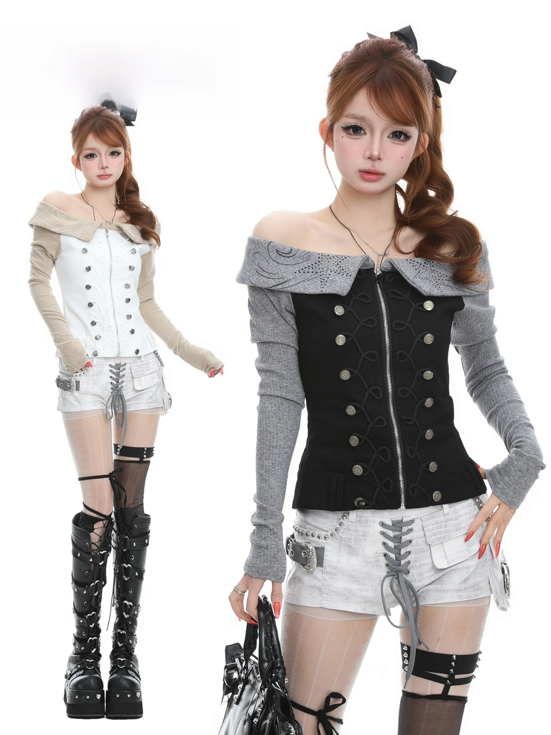 Basterds Knitted Splice Shoulder Long Sleeve T-Shirt Women's Spring High Sensation Spicy Girl Shoulder Exposure Top
Basterds Knitted Splice Shoulder Long Sleeve T-Shirt Women's Spring High Sensation Spicy Girl Shoulder Exposure Top