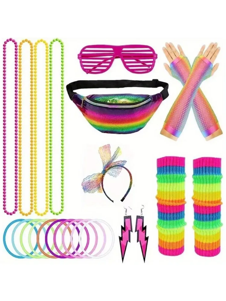 80s women's costume party costume set Neon pink leg warmers Head Belt Fishnet Gloves Earrings Sunglasses Retro party
80s women's costume party costume set Neon pink leg warmers Head Belt Fishnet Gloves Earrings Sunglasses Retro party