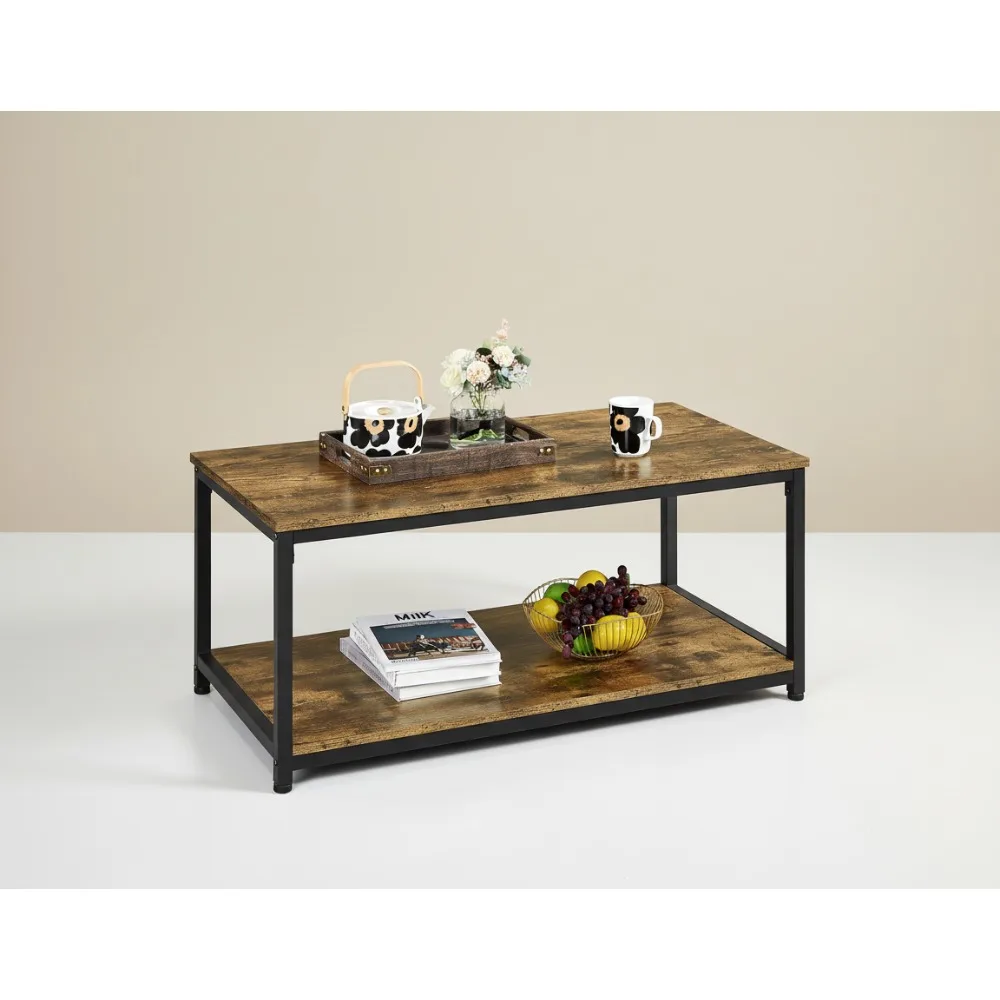 Industrial 2-Tier Coffee Table with Storage Shelf, Rustic Brown Rectangle Side Table for Small Living Room
Industrial 2-Tier Coffee Table with Storage Shelf, Rustic Brown Rectangle Side Table for Small Living Room
