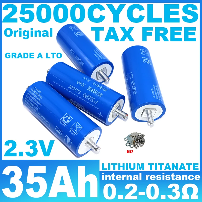 new yinlong LTO 66160 2.3V 35AH Lithium Titanate Battery 10C high power Fast charging DIY 12V/24V/48V for Boat Solar Car Speake
new yinlong LTO 66160 2.3V 35AH Lithium Titanate Battery 10C high power Fast charging DIY 12V/24V/48V for Boat Solar Car Speake