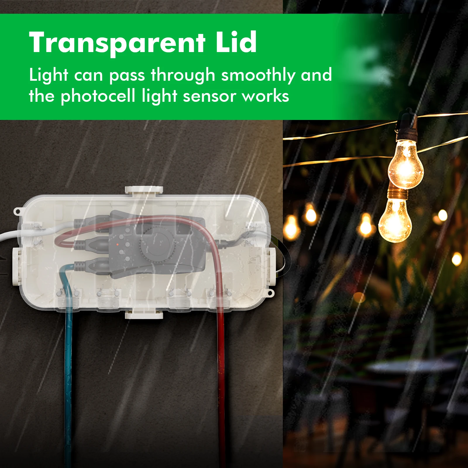 Medium Outdoor Electrical Box Waterproof with Clear Lid Weatherproof Extension Cord Cover for Light Sensor Timer, Power Strip
Medium Outdoor Electrical Box Waterproof with Clear Lid Weatherproof Extension Cord Cover for Light Sensor Timer, Power Strip