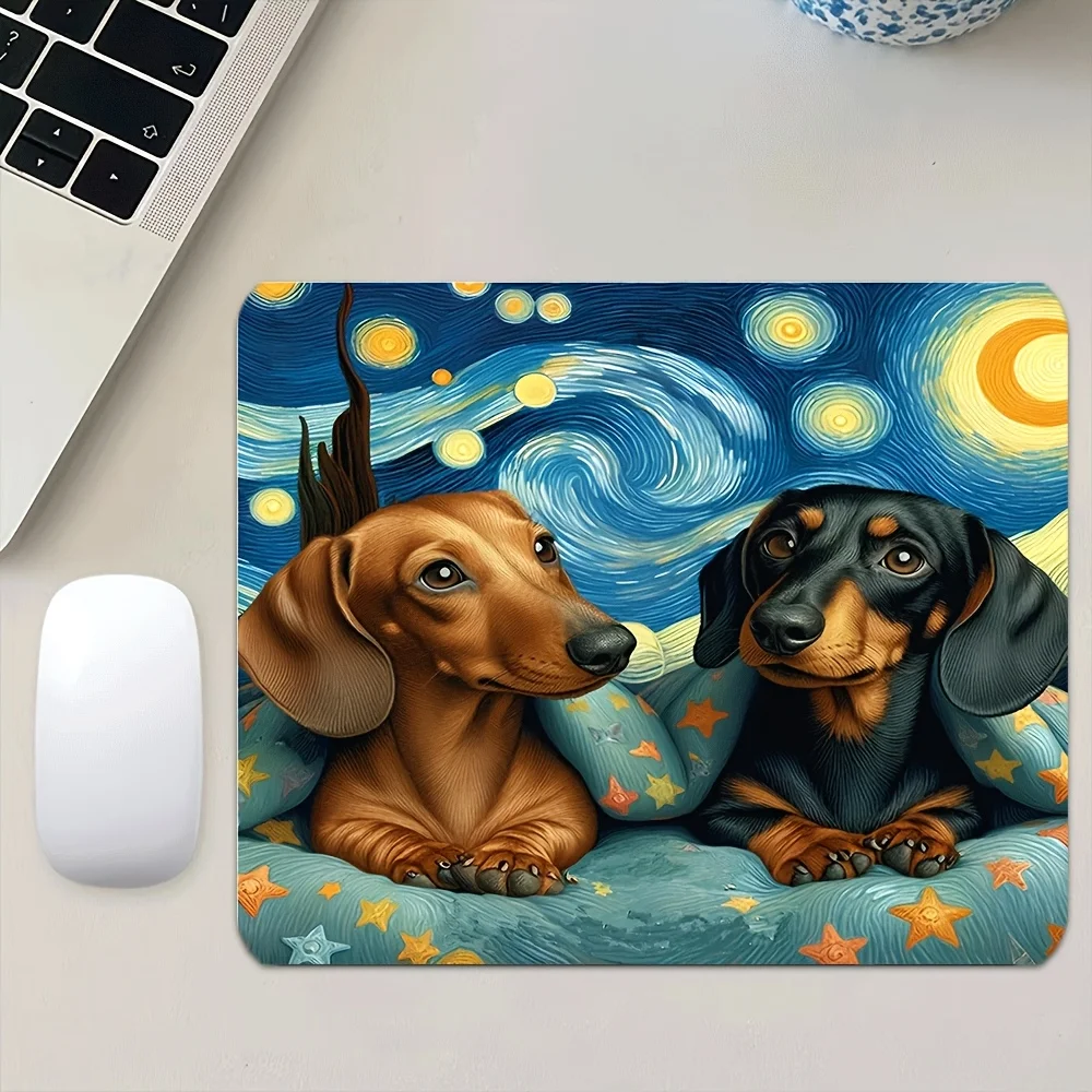 Dachshund game mouse pads under the starry sky are made of rubber for anti-slip purposes, suitable for both office and home use
Dachshund game mouse pads under the starry sky are made of rubber for anti-slip purposes, suitable for both office and home use
