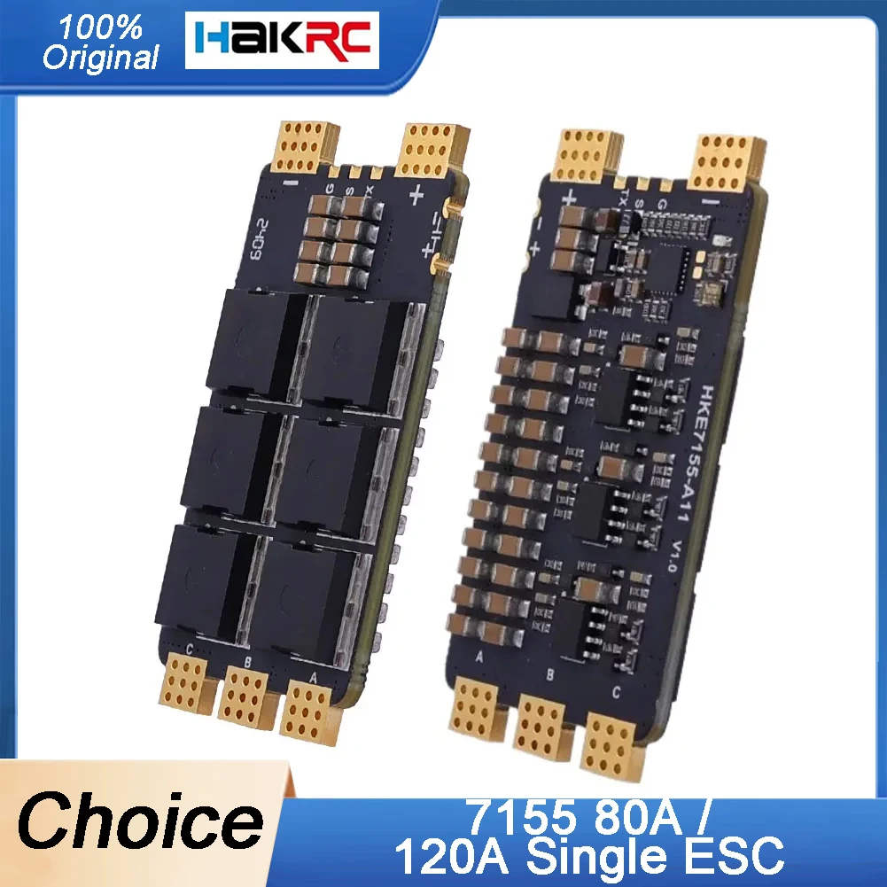 HAKRC 7155 80A /120A Single ESC With 8-layer 4oZ PCB Industrial-Grade LDO 85V High Current Resistant MOS 6-12S for RC FPV Drone
HAKRC 7155 80A /120A Single ESC With 8-layer 4oZ PCB Industrial-Grade LDO 85V High Current Resistant MOS 6-12S for RC FPV Drone
