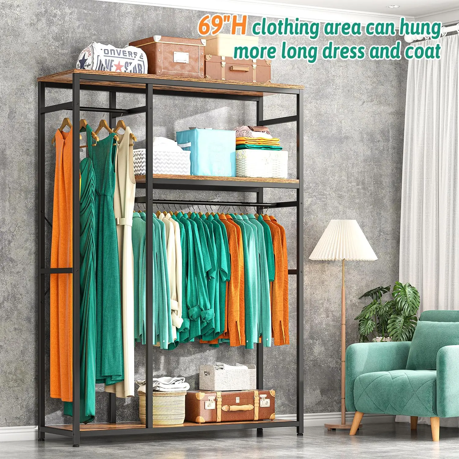 Clothes Rack, Clothing Racks for Hanging Clothes, Garment Rack Load 300LBS Heavy Duty Clothes Rack Freestanding Wardrobe
Clothes Rack, Clothing Racks for Hanging Clothes, Garment Rack Load 300LBS Heavy Duty Clothes Rack Freestanding Wardrobe