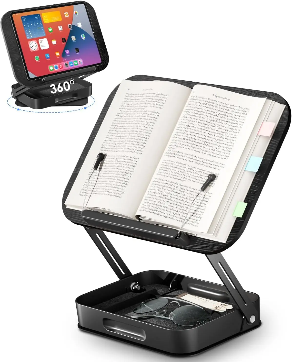 360° Rotating Ergonomic Book Stand for Neck Pain Relief, Adjustable Wood Holder for Heavy Textbooks & Cookbooks, Hands-Free for Students & Home Office
360° Rotating Ergonomic Book Stand for Neck Pain Relief, Adjustable Wood Holder for Heavy Textbooks & Cookbooks, Hands-Free for Students & Home Office
