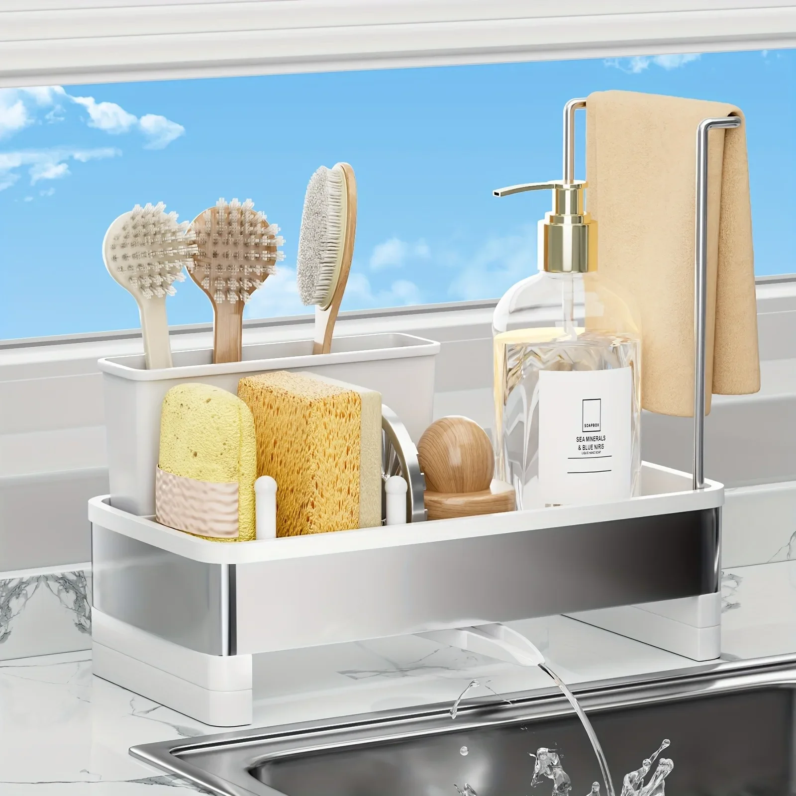 Sink Shelf Self-draining Stainless Steel Kitchen Sink Caddy Drain Rack Towel Rack Soap Sponge Holder for Kitchen Sink Organizer
Sink Shelf Self-draining Stainless Steel Kitchen Sink Caddy Drain Rack Towel Rack Soap Sponge Holder for Kitchen Sink Organizer