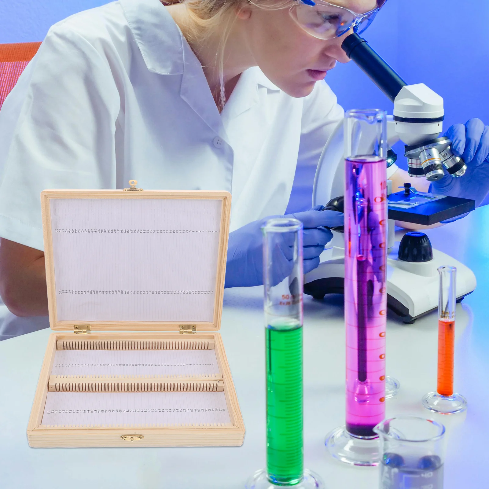 Wooden Slide Storage Box Durable Microscope Glass Slide Carrier for Educational Laboratory Accessories Microscope Pocket 
Wooden Slide Storage Box Durable Microscope Glass Slide Carrier for Educational Laboratory Accessories Microscope Pocket