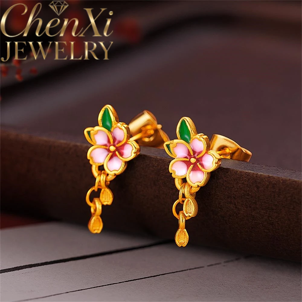 Sand Gold Enamel Color Peach Flower Necklace, Bracelet, Ring And Earrings Luxury Quality Fashion Jewelry Exquisite Charms Gift
Sand Gold Enamel Color Peach Flower Necklace, Bracelet, Ring And Earrings Luxury Quality Fashion Jewelry Exquisite Charms Gift