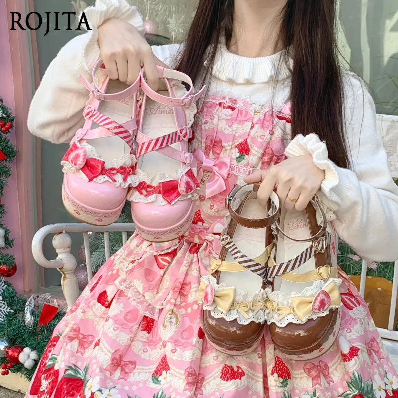 Strawberry Thick-Soled Sweet Cute Lolita Shoes Women 2025 New Wedge Color-Block Lace Bow Patent Leather Small Leather Shoes
Strawberry Thick-Soled Sweet Cute Lolita Shoes Women 2025 New Wedge Color-Block Lace Bow Patent Leather Small Leather Shoes