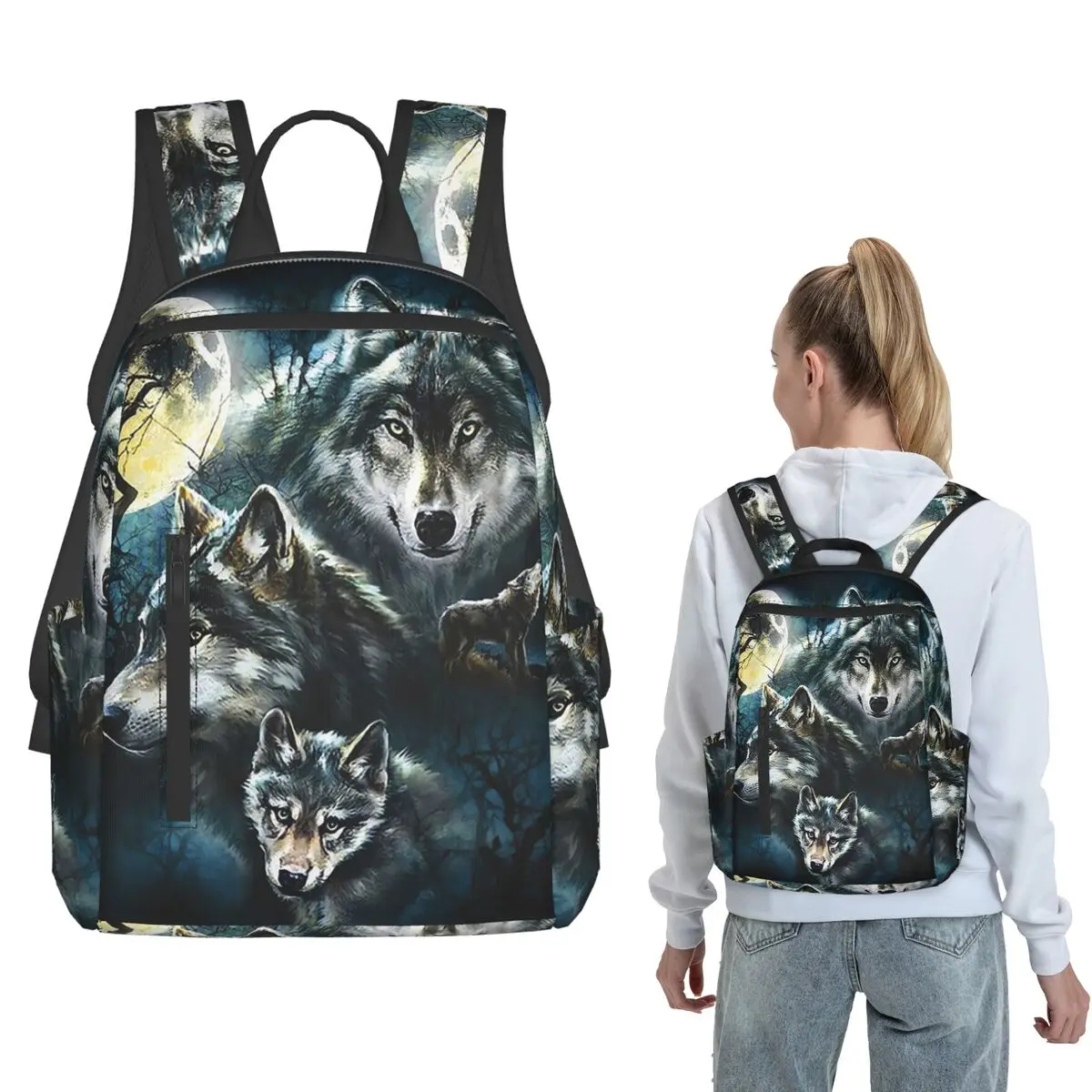 Blue Moon And Wolves Design Backpack Large Capacity Children BookBag School Bag Shoulder Bags for Men Women
Blue Moon And Wolves Design Backpack Large Capacity Children BookBag School Bag Shoulder Bags for Men Women