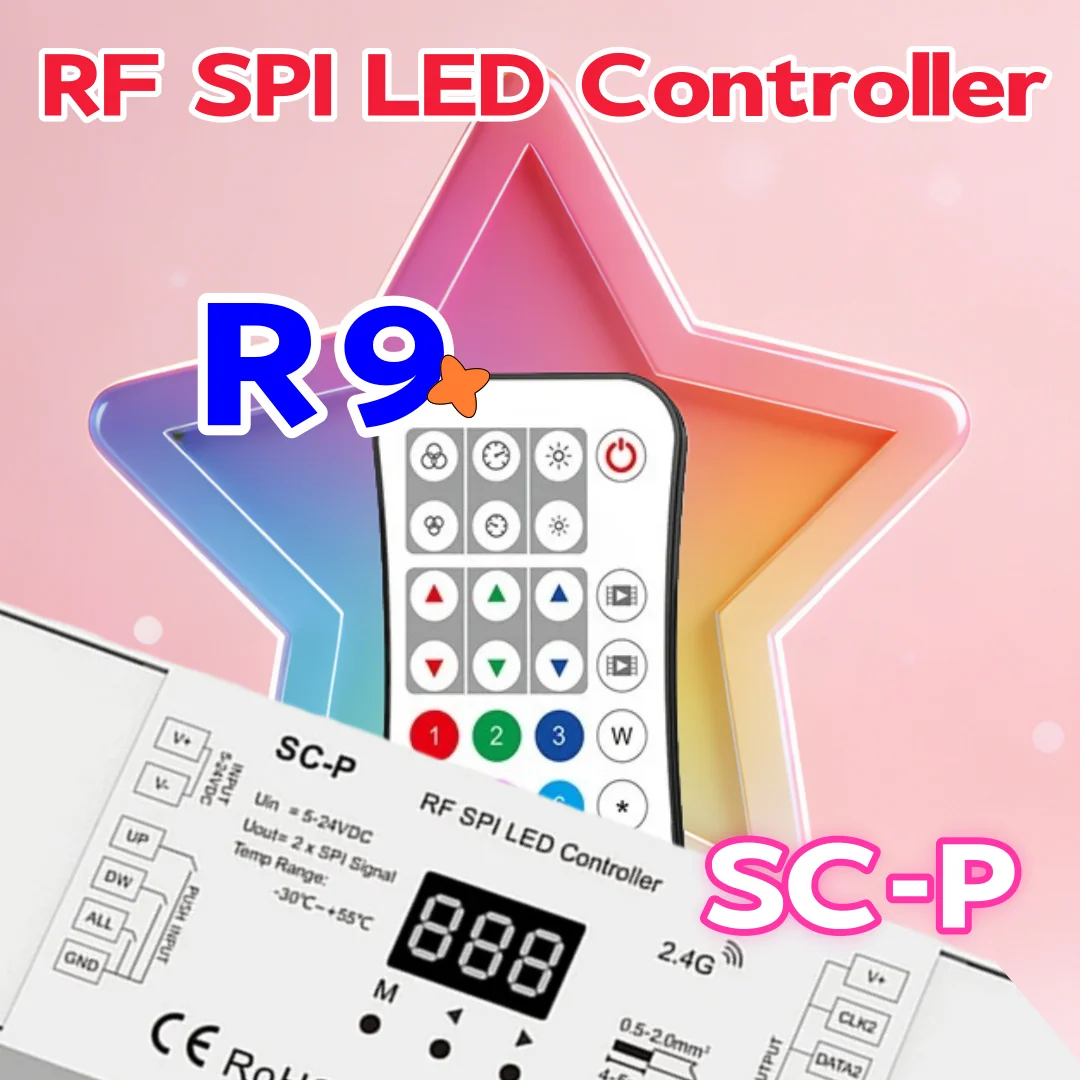 SC-P RF SPI LED Controller RGB/RGBW Controller R9 Remote Control Kit WS2812B WS2811 SK6812 LED Strip Addressable Light DC5V-24V
SC-P RF SPI LED Controller RGB/RGBW Controller R9 Remote Control Kit WS2812B WS2811 SK6812 LED Strip Addressable Light DC5V-24V