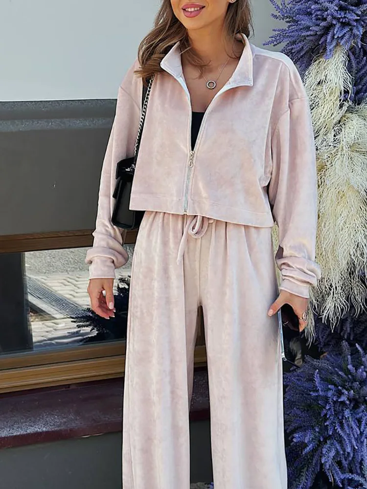 Women Autumn Winter Solid Holiday Matching Sets 2023 Wide Leg Pants Loungewear Two Pieces Ladies Outfit Streetwear Dropshipping
Women Autumn Winter Solid Holiday Matching Sets 2023 Wide Leg Pants Loungewear Two Pieces Ladies Outfit Streetwear Dropshipping