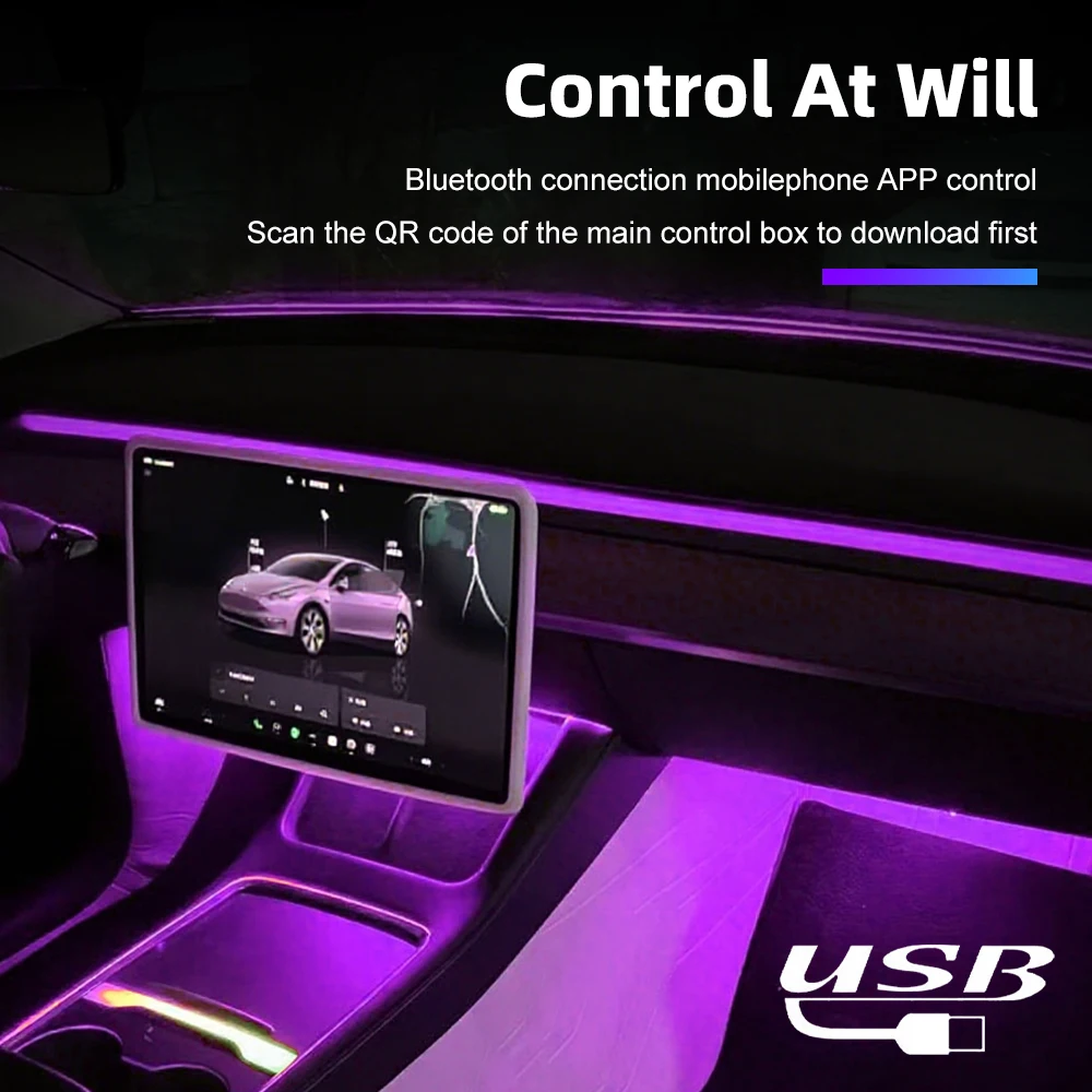 Ambient LED Car Interior Light Kit for Tesla Model 3 Y 12V Center Console Footwell Flow Lamp with Sensor Switch Cigarette Plug
Ambient LED Car Interior Light Kit for Tesla Model 3 Y 12V Center Console Footwell Flow Lamp with Sensor Switch Cigarette Plug