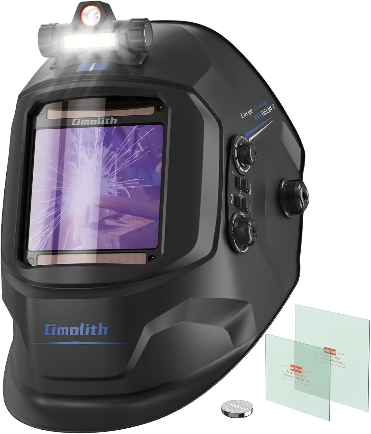 Auto Darkening Welding Helmet with Large View, 4 Sensors, Shade 4-13 for TIG MIG STICK Welding
Auto Darkening Welding Helmet with Large View, 4 Sensors, Shade 4-13 for TIG MIG STICK Welding