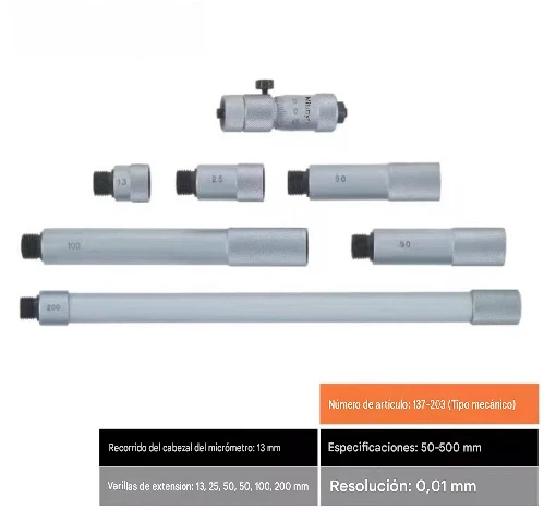 Mitu Toyo 137-203 Metal Tubular Internal Micrometers 50-500mm Range Graduation 0.01mm
Mitu Toyo 137-203 Metal Tubular Internal Micrometers 50-500mm Range Graduation 0.01mm