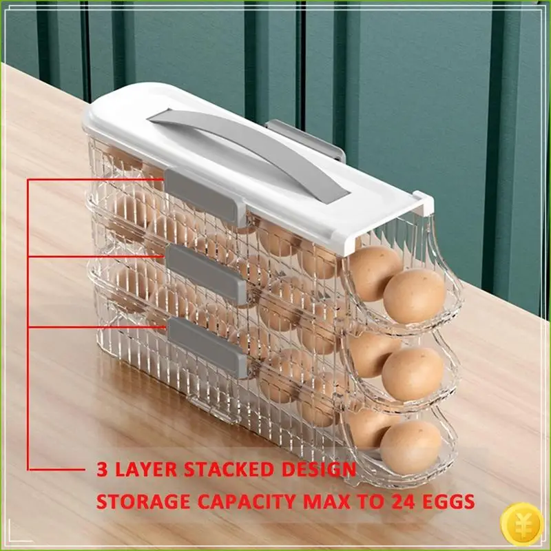 1 Piece Egg Holder For Refrigerator Auto Rolling Egg Organizer Transparent Plastic Fridge Egg Storage Container,Hold 21 Egg
1 Piece Egg Holder For Refrigerator Auto Rolling Egg Organizer Transparent Plastic Fridge Egg Storage Container,Hold 21 Egg
