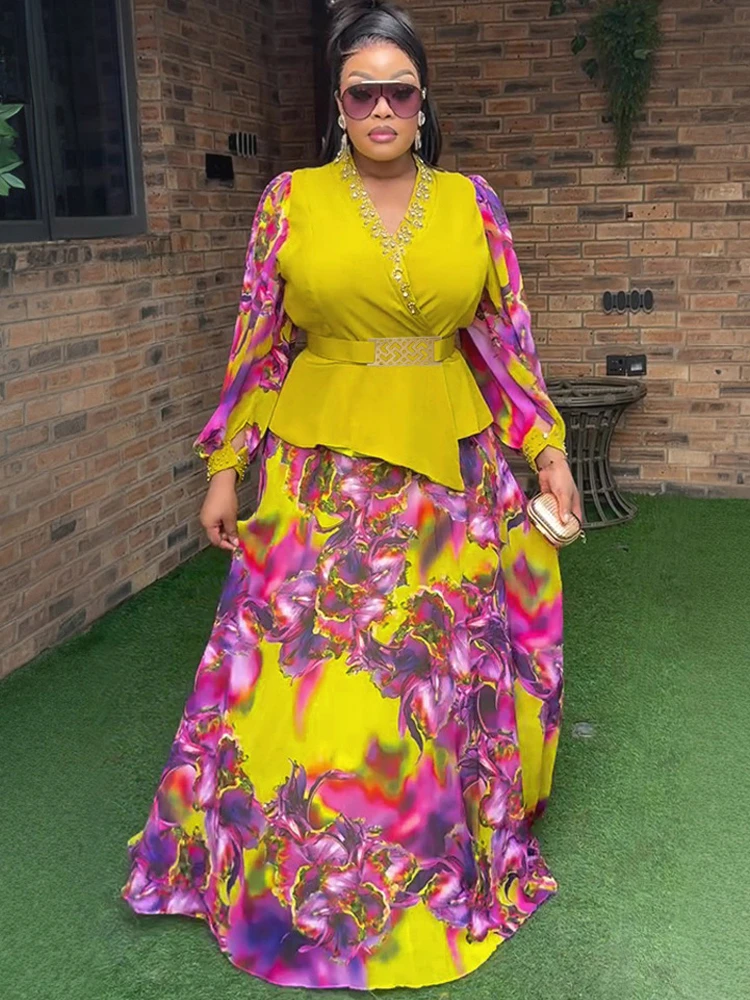 Elegant Women Clothing Long Sleeve Chiffon Tops And Skirt Suit African Dashiki Print Two Piece Set Outfits Party Prom Dresses
Elegant Women Clothing Long Sleeve Chiffon Tops And Skirt Suit African Dashiki Print Two Piece Set Outfits Party Prom Dresses