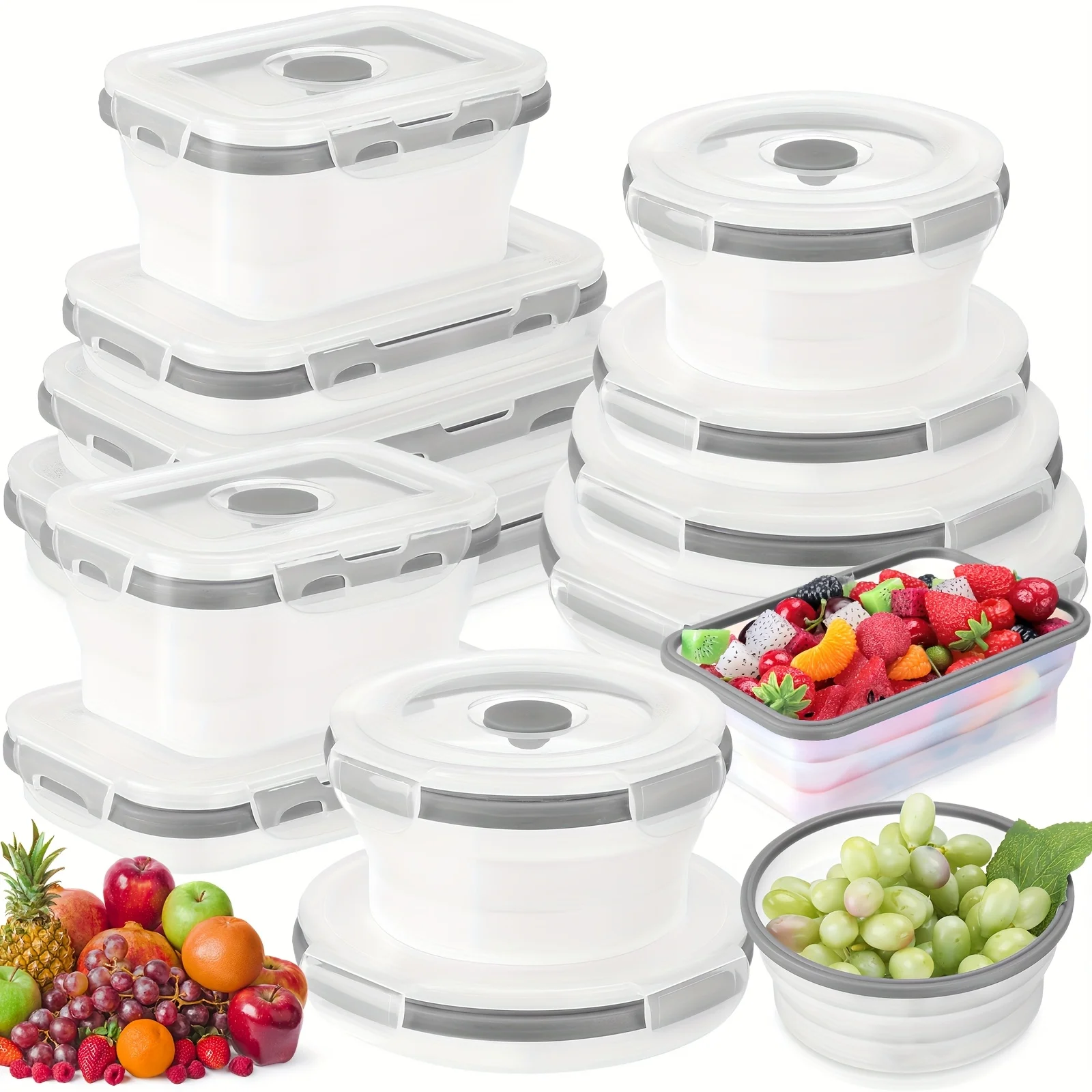12 Silicone Collapsible Food Storage Containers Foldable Silicone Lunch Container 6 Rectangle And 6 Round Airtight Collapsible
12 Silicone Collapsible Food Storage Containers Foldable Silicone Lunch Container 6 Rectangle And 6 Round Airtight Collapsible