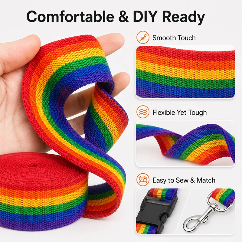 10/20Meters 20-50mm Rainbow Nylon Webbing Tape for Pet Collar Leash Harness Dog Safety Strap Colorful Ribbon Material Roll Trim
10/20Meters 20-50mm Rainbow Nylon Webbing Tape for Pet Collar Leash Harness Dog Safety Strap Colorful Ribbon Material Roll Trim