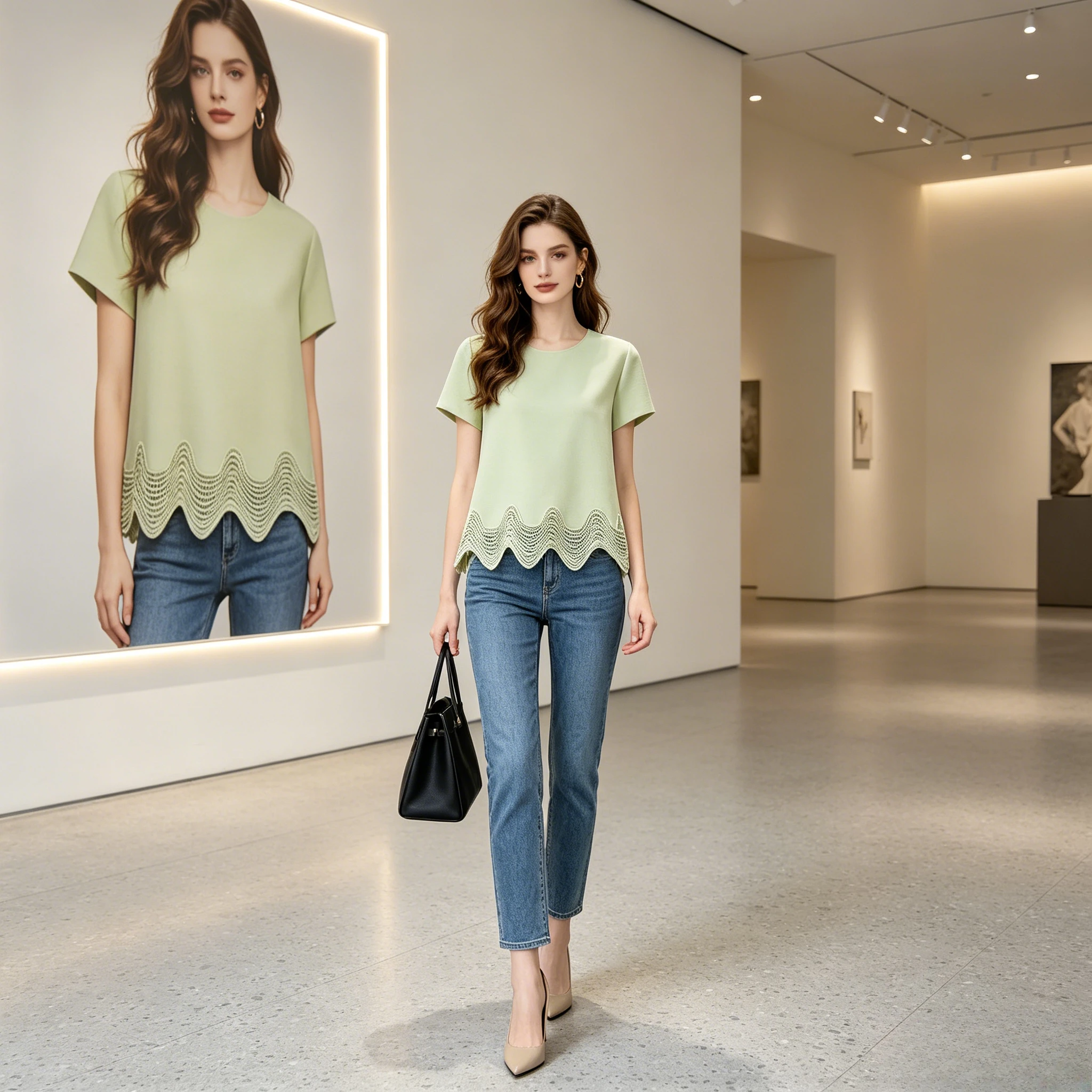 Miyake Pleated T-Shirt for Women Summer New Fashion Irregular Hollow Lace Pleated Top Commuting Versatile Loose Short Sleeve
Miyake Pleated T-Shirt for Women Summer New Fashion Irregular Hollow Lace Pleated Top Commuting Versatile Loose Short Sleeve