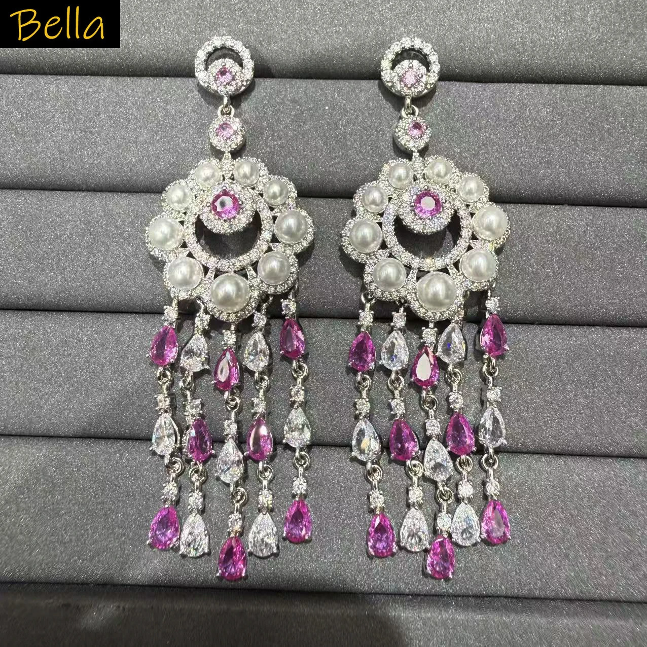 Pearl & Cubic Zirconia Tassel Chandelier Statement Earrings flower Water Drop Long Dangle Earrings for Women Wedding Jewelry
Pearl & Cubic Zirconia Tassel Chandelier Statement Earrings flower Water Drop Long Dangle Earrings for Women Wedding Jewelry